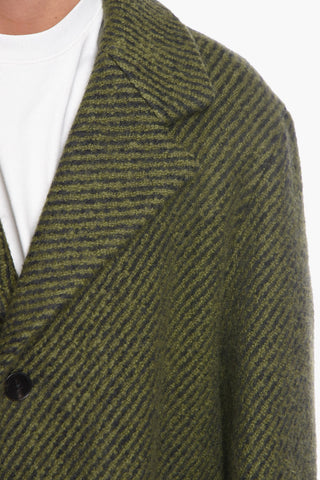 Wool-bouclé Striped Coat