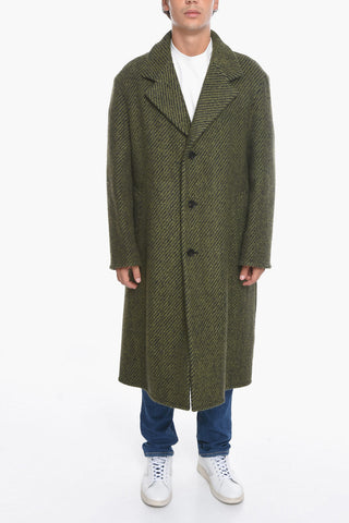 Wool-bouclé Striped Coat