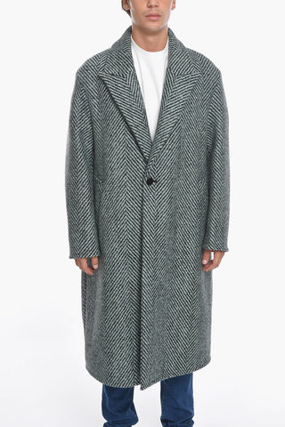 Cappotto in Lana DIAGONAL con Motivo a Righe