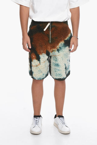 Shorts Teddy con Motivo Tie Dye e Zip Frontale