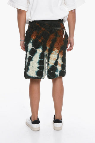 Shorts Teddy con Motivo Tie Dye e Zip Frontale