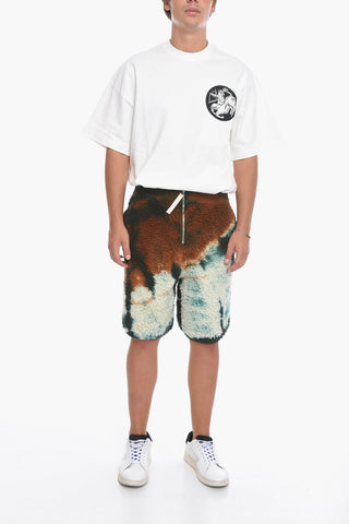 Shorts Teddy con Motivo Tie Dye e Zip Frontale