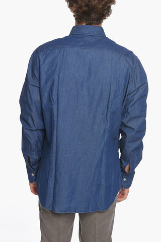 Light Denim Shirt with Spread Collar