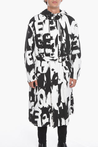 Cotton-twill Hooded Trench with Monogram Print