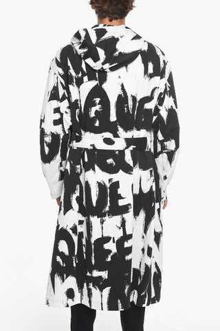 Cotton-twill Hooded Trench with Monogram Print