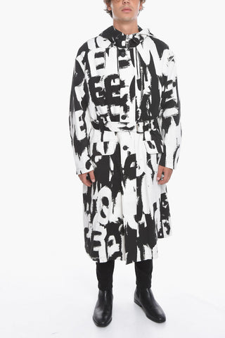 Cotton-twill Hooded Trench with Monogram Print