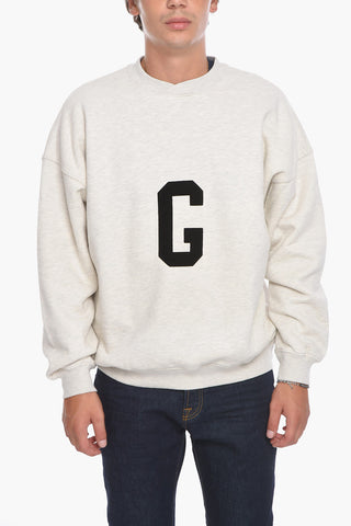 Crewneck Sweatshirt with Velour Letter
