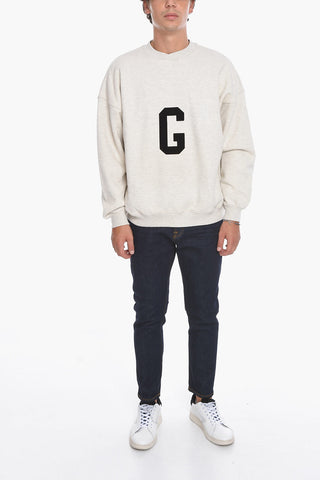 Crewneck Sweatshirt with Velour Letter