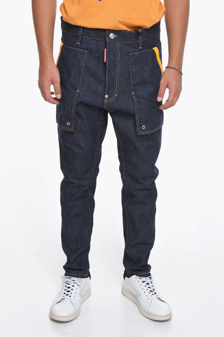 Eco-leather Detail Cargo Denims 16cm