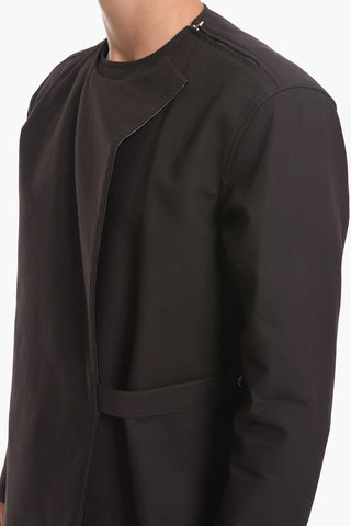 Blazer a Portafoglio con Rever in Pelle