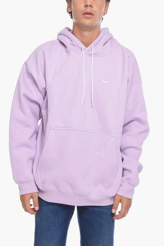 Felpa Hoodie in Tinta Unita con Interno Felpato