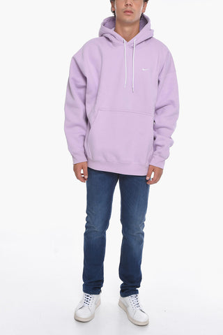 Felpa Hoodie in Tinta Unita con Interno Felpato