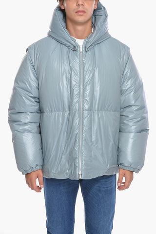 Piumino Puffer in Nylon con Cappuccio Removibile