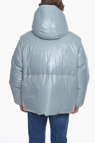 Piumino Puffer in Nylon con Cappuccio Removibile
