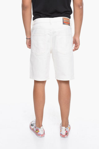 Shorts in Denim con Logo Patch