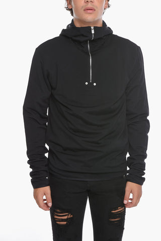 Jersey Half-zipped Hooded Sweatshirt