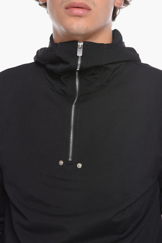 Jersey Half-zipped Hooded Sweatshirt
