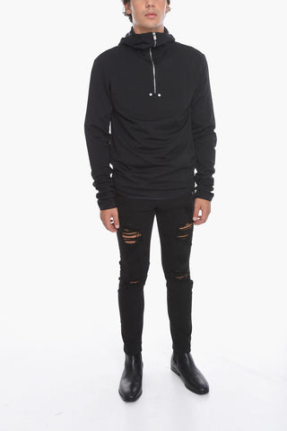 Jersey Half-zipped Hooded Sweatshirt