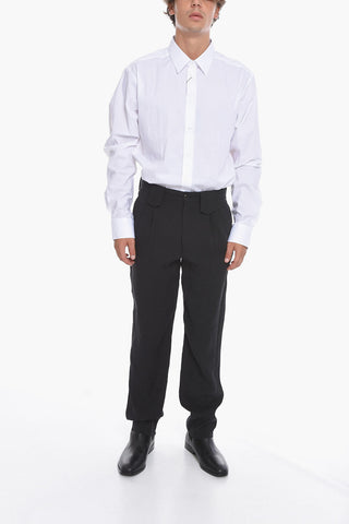 Double-pleated Hight-waisted Pants with Oversized Belt Loops