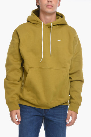 Fleeced-Cotton Hoodie With Patch Pocket