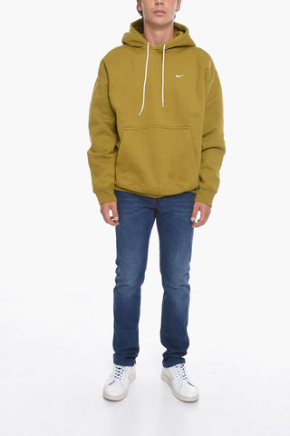 Fleeced-Cotton Hoodie With Patch Pocket