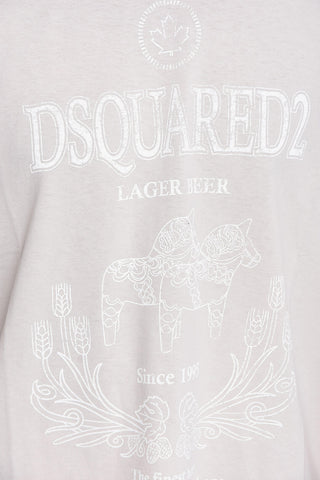 Printed Short Sleeved BEER Crewneck T-Shirt