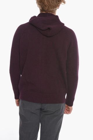 Wool-blend Hoodie Sweatshirt with Zipped Closure