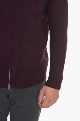 Wool-blend Hoodie Sweatshirt with Zipped Closure