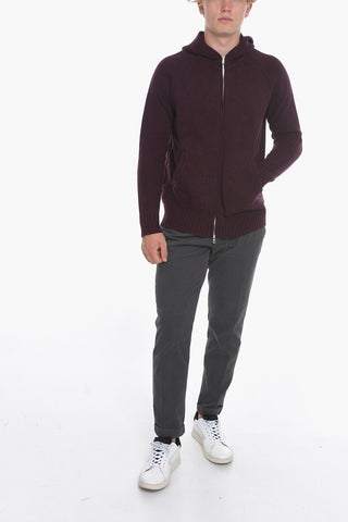 Wool-blend Hoodie Sweatshirt with Zipped Closure