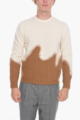 Crew-Neck Sweater with Cable Knit Details