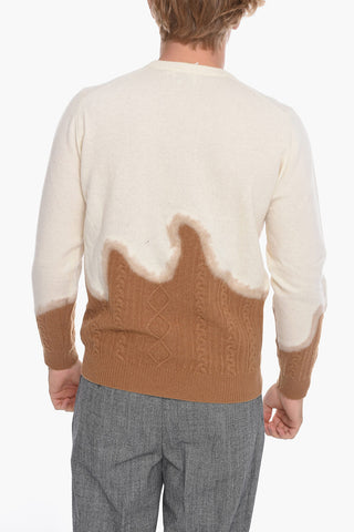 Crew-Neck Sweater with Cable Knit Details