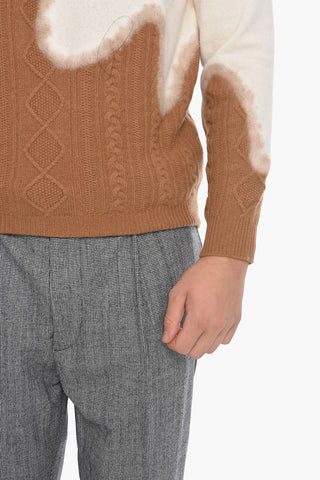 Crew-Neck Sweater with Cable Knit Details