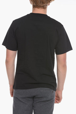 T-shirt Girocollo con Logo Ricamato a Contrasto