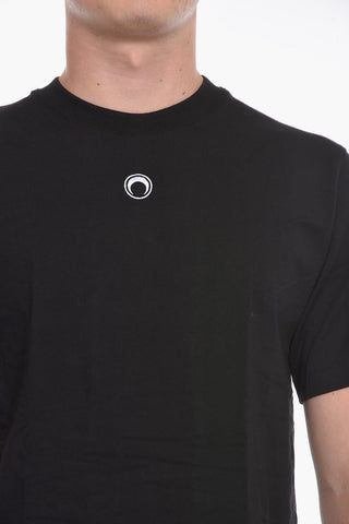 T-shirt Girocollo con Logo Ricamato a Contrasto