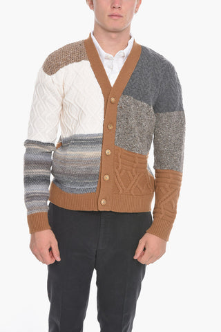 Woven Wool Cardigan with Contrasting Detailing