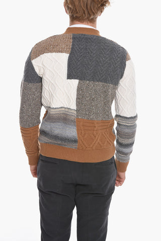 Woven Wool Cardigan with Contrasting Detailing