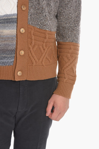Woven Wool Cardigan with Contrasting Detailing