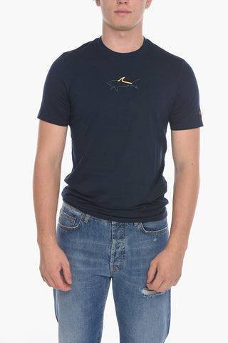 T-shirt Girocollo in Cotone con Ricamo