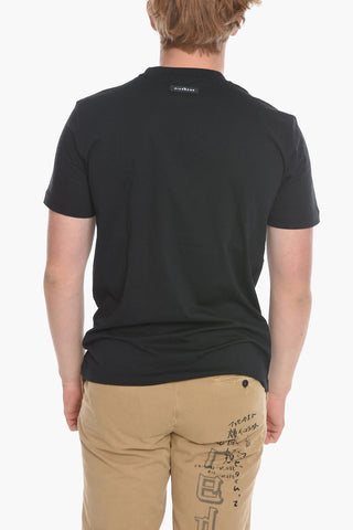 Cotton Crew-Neck T-shirt with Contrasting Print