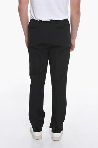 Wool Front-pleated Trousers with Drawstring