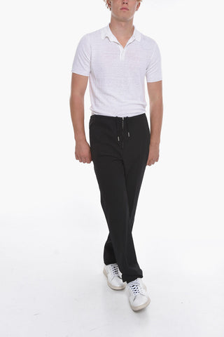 Wool Front-pleated Trousers with Drawstring