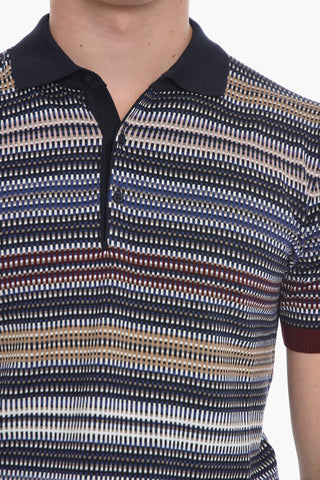 Polo in Misto Seta con Motivo Geometrico