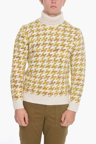 Pied de Poule Jacquard Sweather with Turtleneck