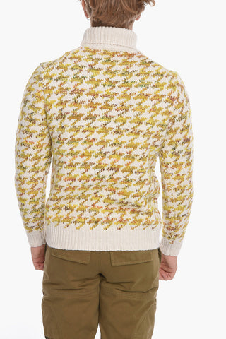 Pied de Poule Jacquard Sweather with Turtleneck