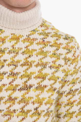 Pied de Poule Jacquard Sweather with Turtleneck