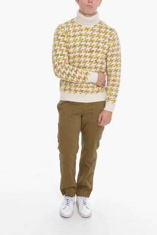 Pied de Poule Jacquard Sweather with Turtleneck