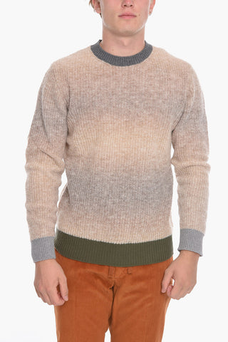 Shaded Effect Crew-neck Sweater with Contrasting Edges