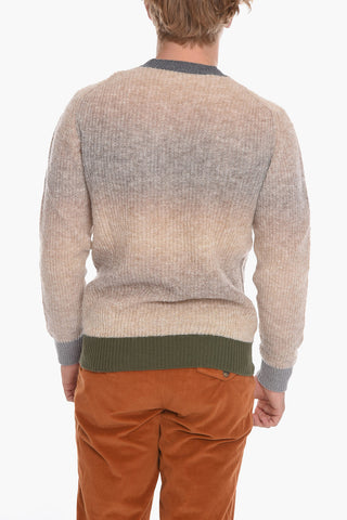 Shaded Effect Crew-neck Sweater with Contrasting Edges
