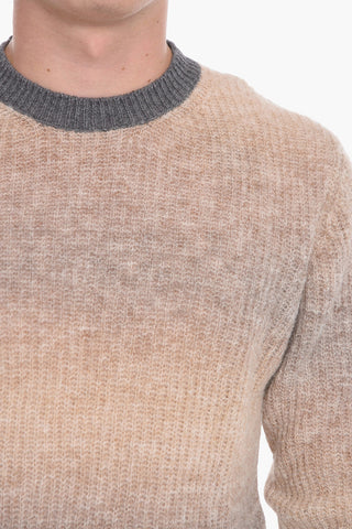 Shaded Effect Crew-neck Sweater with Contrasting Edges