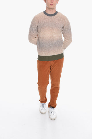 Shaded Effect Crew-neck Sweater with Contrasting Edges
